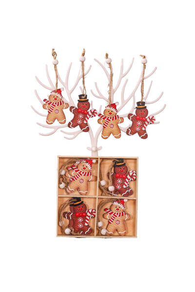 vivimall Set 12 Christmas Wooden Decorations, With String For Hanging In The Tree, Different Sizes, 2 Models