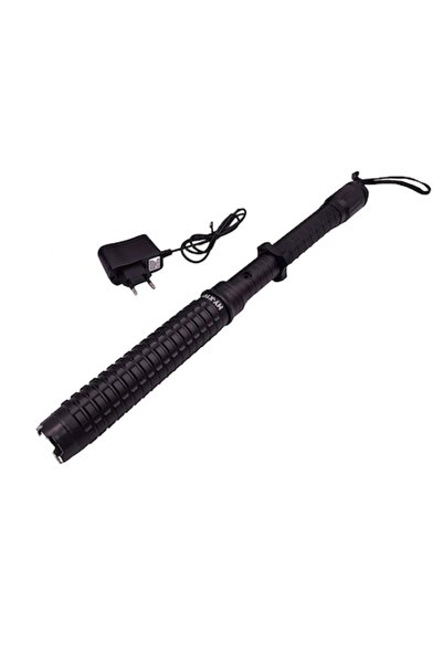 dalimag Lanternă profesională cu lumină puternică X10, telescopică, reîncărcabilă, LED, neagră, 42 cm