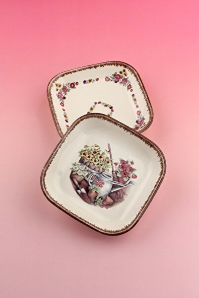 Bursa Porselen Dekor Gardening 2-Piece Porcelain Snack Bowl