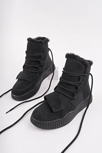 Madam Tarz Μπότες Stark-711 με γούνινο κορδόνι με χοντρή σόλα