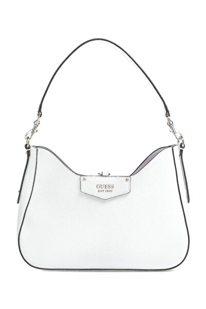 Guess Geantă de damă Brenton Hobo cu curea reglabilă, albă - piele