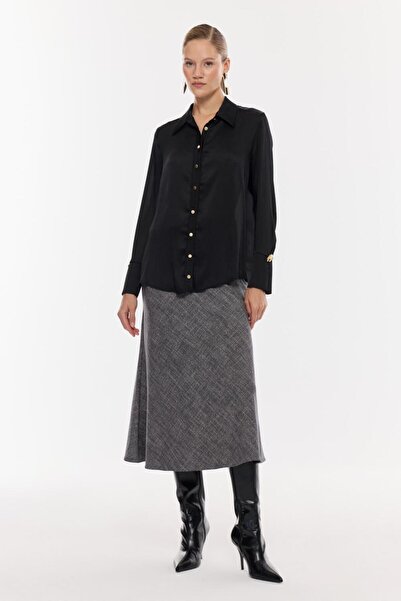 NAGRADA Saten Dokulu Düğmeli Gömlek