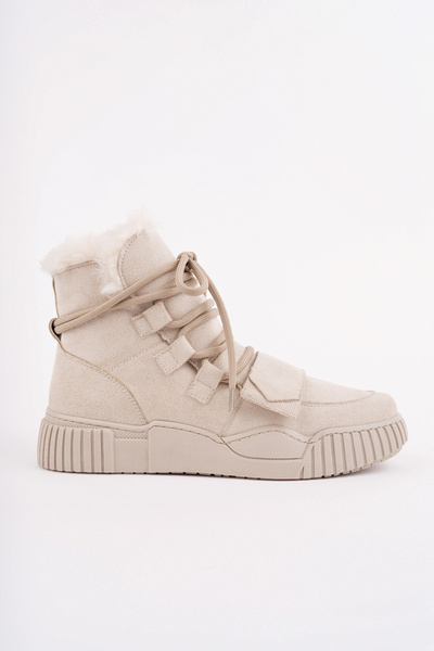 Madam Tarz Stark-711 Kürklü Bağlı Cırtlı Kalın Taban Bot