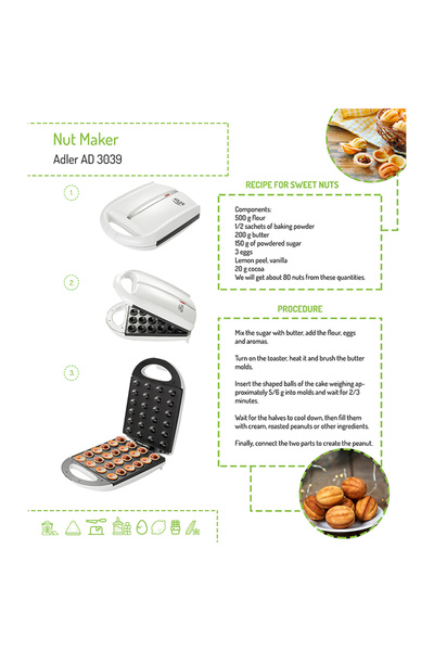 adler White Nut Shaped Cake Maker