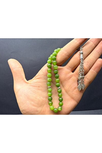 VURAL BİJUTERİ Özel Ahşap Kutulu 33’lü Yeşim Taşı Tesbih – Küre Kesim