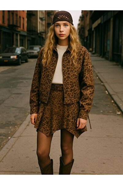 Zekids Girl's Suede Asymmetrical Cut Belted Design Skirt