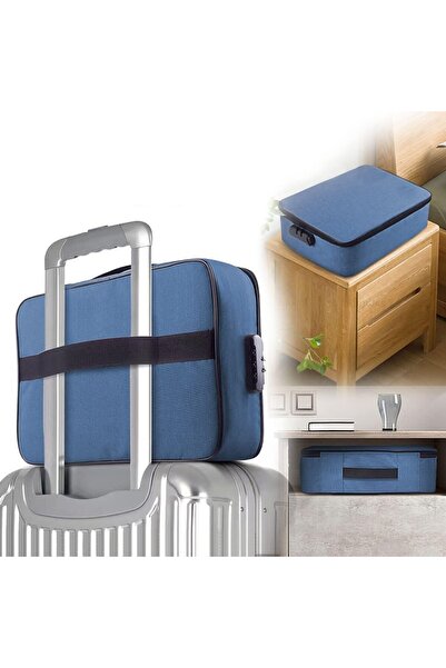 Flippy Document Storage Bag, Security Code, Waterproof, 37x10.5x27 cm, Navy Blue