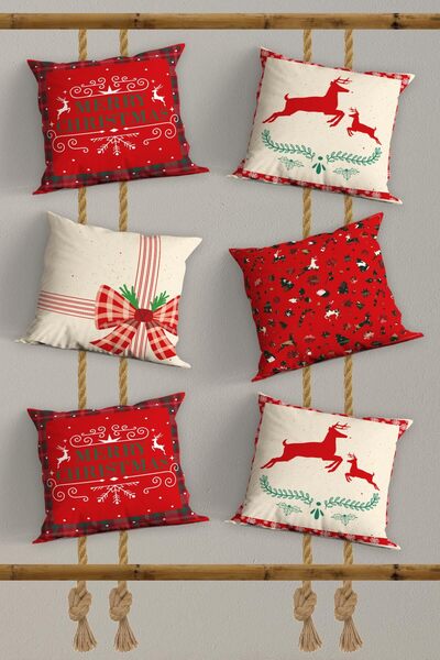 Belle Benoit 6-Piece Christmas Patterned, Decorative Double-Sided Digital Printing, Pillowcase, Throw Pillow Cover, Zippered