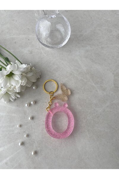 Bellinzona Ö Писмо Розов блестящ ключодържател и талисман [с опция за помпон]