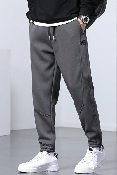GENIUS STORE Ανδρική αθλητική φόρμα με φλις κορδόνια στη μέση Jogger αθλητικό παντελόνι SPOR-ESF001