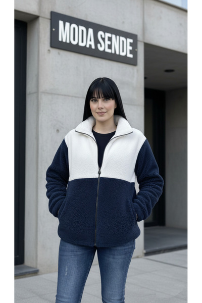 modasende Жіночий кольоровий плюшевий піджак, щільний, прямий крій, на блискавці