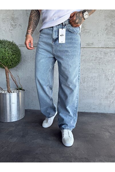 KağanKY Ice Blue Washed Relax Baggy Jean