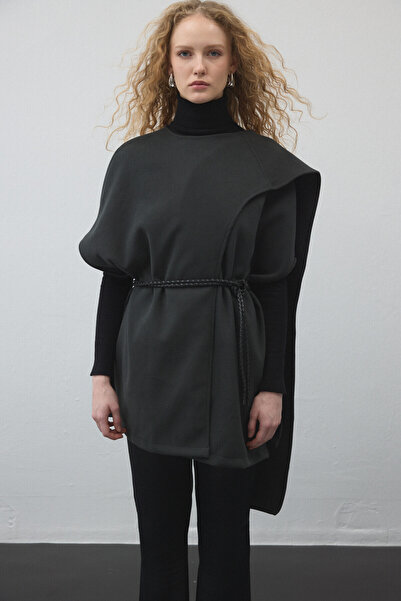 KUAD Dark Gray Cashmere Textured Shawl Vest