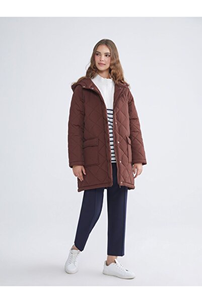 LC Waikiki Γυναικείο πουπουλένιο παλτό LCW Modest με κουκούλα Quilted oversized