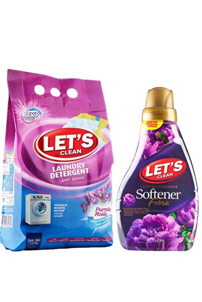 Let's Clean مسحوق غسيل أوتوماتيك برائحة الورد الأرجواني 1.5 كجم ومنعم أقمشة ف...