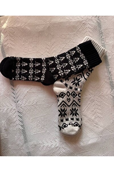 İNSPİRA Βαμβακερές χοντρές κάλτσες με θέμα την έναρξη της χρονιάς με μοτίβο νιφάδων χιονιού και ελαφιών