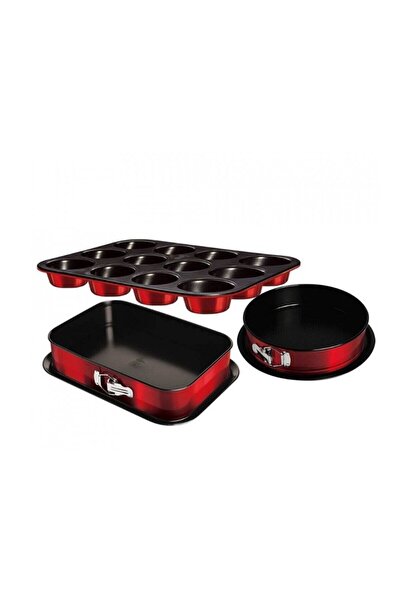 JollyMag Set of 3 oven trays Burgundy Metallic Line BerlingerHaus BH 7635