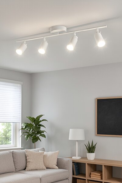 Koal Avize Spoti 4'Lü Beyaz Renk (BEYAZ IŞIK) Modern Tasarım Salon - Mutfak -...