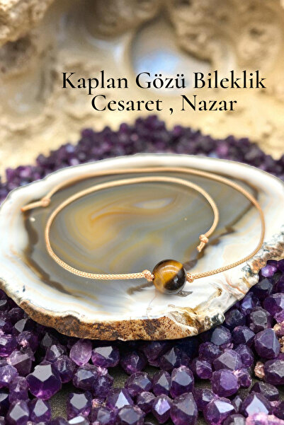 NBS Beautiful Naturel Stones Kaplan Gözü Bileklik/ Halhal Ayarlanabilir 8 mm ...