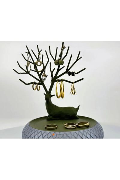 Qukis Store حامل مجوهرات على شكل غزال من متجر كوكي - قطعة واحدة، أخضر