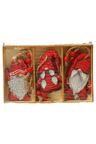 vivimall Set 9 Christmas Wooden Decorations, With String For Hanging In The Tree, 3 Models