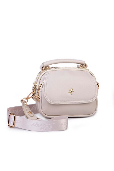 Nas Bag Дамска мини чанта с много отделения за ръка и през рамо в кремаво