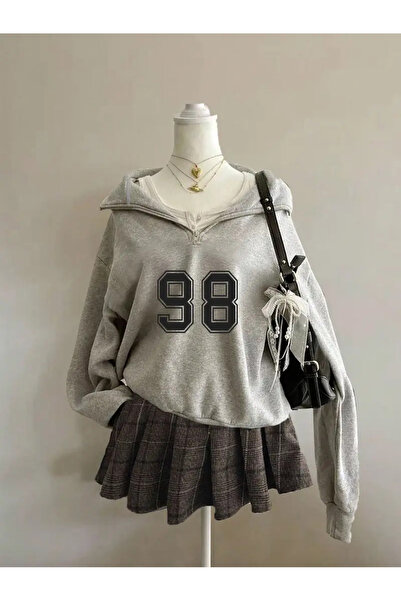 AEMİ Φούτερ με μισό φερμουάρ με στάμπα unisex