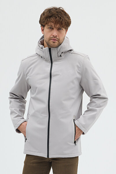 GORDON Erkek Bej Kapüşonlu Softshell Mont – Su Geçirmez, Rüzgar Korumalı-Yeni Sezon