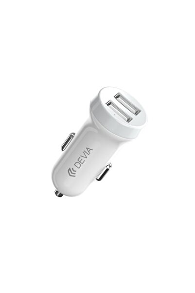 Devia Încărcător auto inteligent 2x USB 3.1A Alb + cablu USB-C