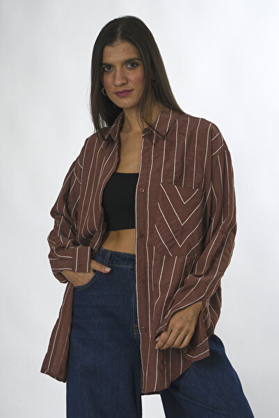 ABBRA Γυναικείο πουκάμισο με ριγέ υφή