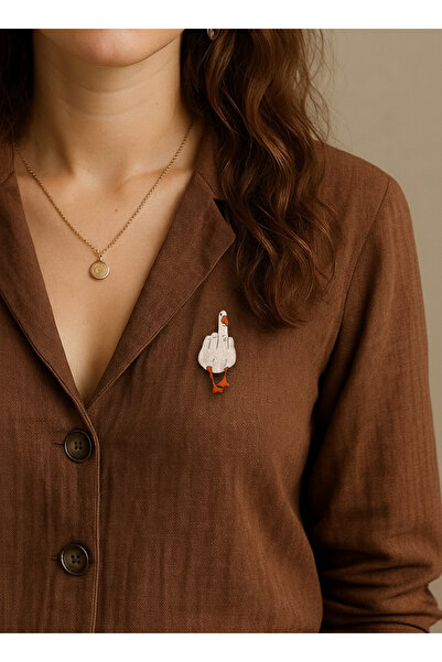 gokmentoy What The Duck Ahşap El Boyaması Broş