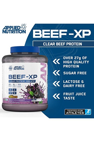 applied nutrition Beef-xp Clear Protein Isolate, Blackcurrant, Lactose Free, Zero Sugar, Low Fat, 1.8 Kg 60 servings