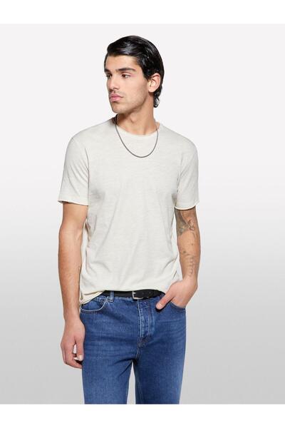 Sisley Ανδρικό μπλουζάκι 100% βαμβακερό με λαιμόκοψη Slim Fit Slub T-Shirt 325P3WF0S101K-SIS0L8