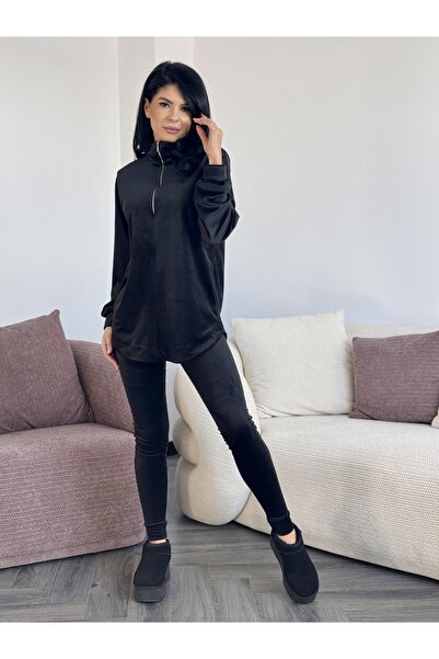 RAMONA BADESCU EXCLUSIVE Γυναικεία φόρμα από βελούδο - τοπ με φερμουάρ και εφ...