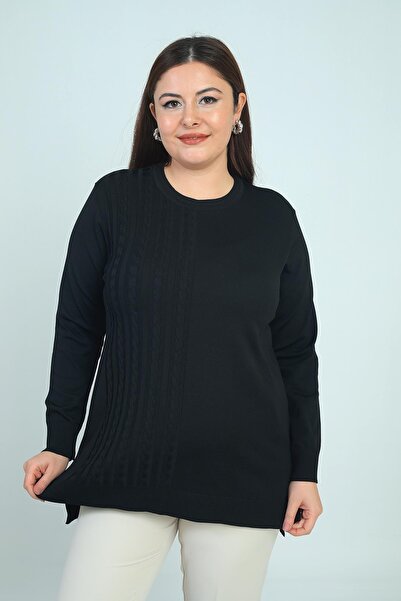 By Saygı Γυναικεία μπλούζα με πλέξη μαλλιών μεγάλου μεγέθους από λύκρα