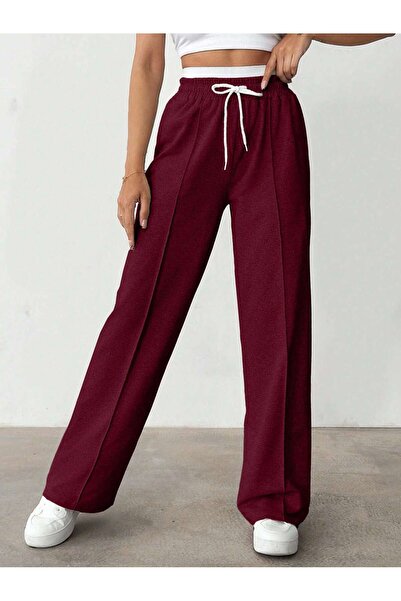 Miyalon Unisex Φούτερ με δύο κλωστές ελαστική μέση Oversize φαρδύ πόδι ελαστικό