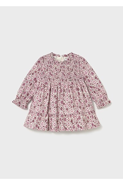 MAYORAL Kız Bebek Elbise (1-4 Yaş) – Pembe Renk, Çiçek Desenli, Pamuk Astarlı...