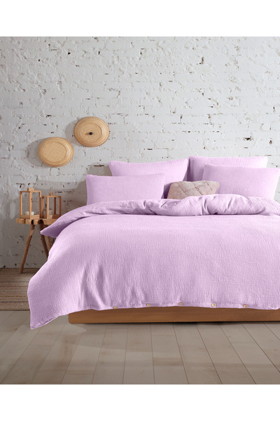 destinyhometex طقم غطاء لحاف فردي من الموسلين مصنوع من القطن بنسبة 100% مقاس ...