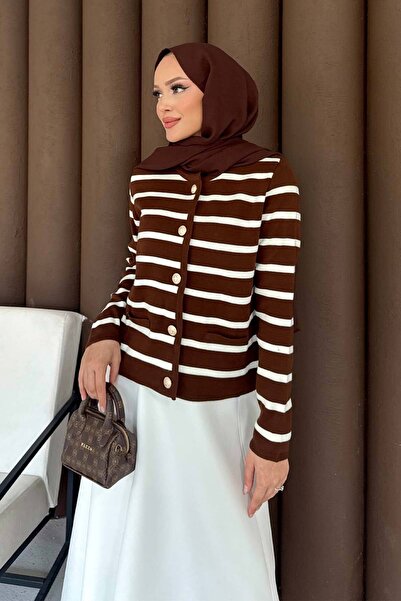 Melike Tatar Ριγέ Πλεκτό Ζακέτα 70-2419