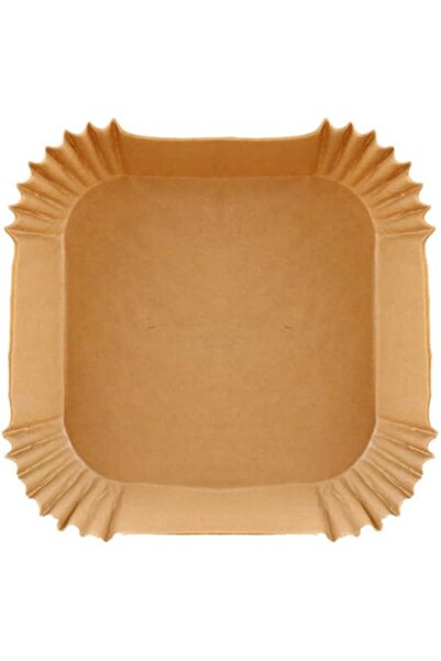 mzoLife Set of 100 baking papers for air fryer, heat-resistant, brown, 16 x 16 x 4.5 cm, square