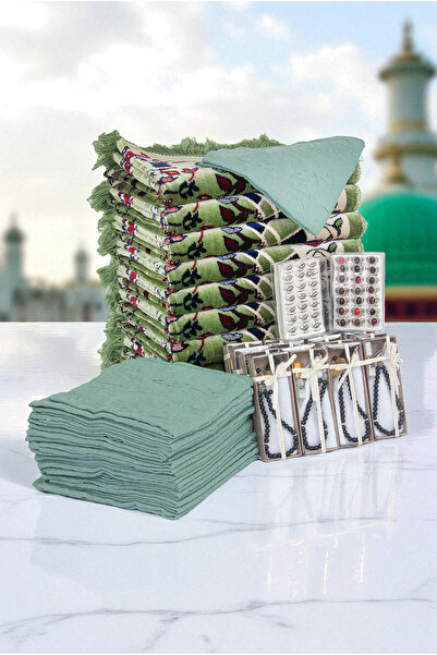 ihvan online 20 Kişilik Hac ve Umre Hediyelik Kadife Seccade Seti – (RVZ)