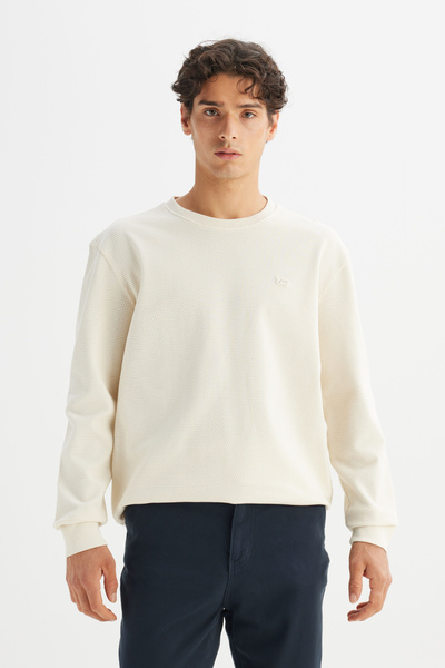 Lee 100% Cotton Regular Fit Regular Cut Crew Neck Patch Logo Black Sweatshirt