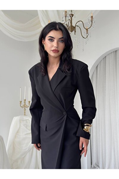 YURELİ Notch Yaka Slim Kadın Elbise