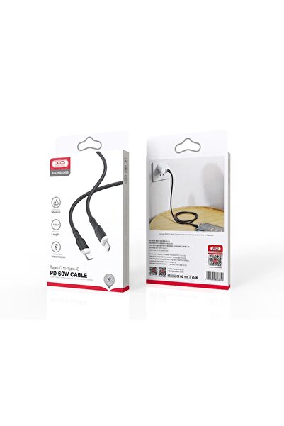 Xo Cablu USB-C la USB-C NB208B PD, 1,0 m, 60 W, negru