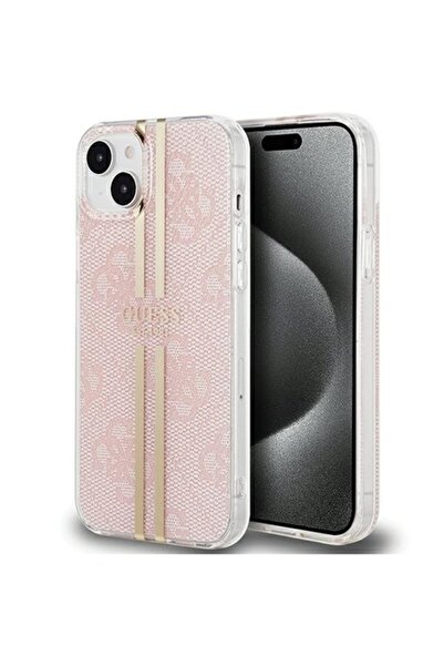 Guess Carcasă pentru iPhone 15 Plus roz HC IML 4G cu dungi aurii