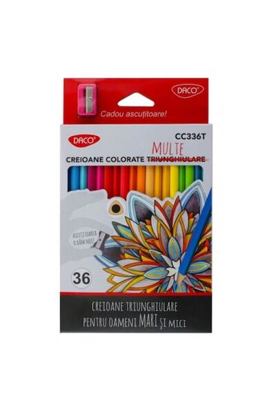 Daco Set de 36 de creioane colorate DACO, 36 de culori, corp triunghiular din...