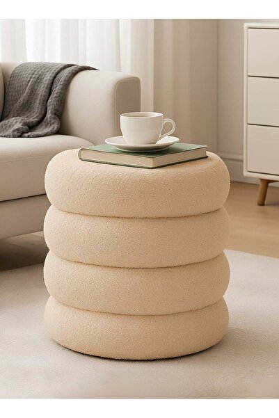 Taimi Boucle Fabric Vanity Chair - Dressing Chair for Bedroom, Dressing Room, Makeup Chair 40x33cm - Beige