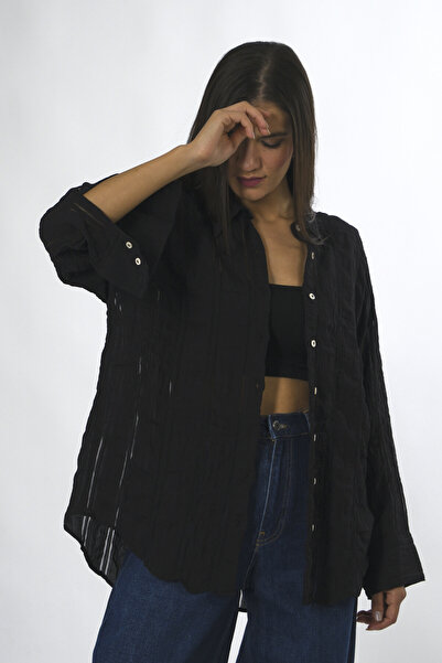 ABBRA Women's Organza Striped Shirt