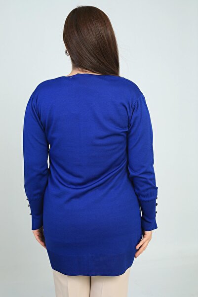 By Saygı Γυναικεία μακριά ζακέτα με κουμπιά και λεπτομέρειες με καρφώματα σε μεγάλο μέγεθος