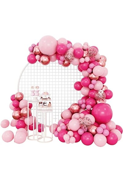 LEIBOO Party Balloon Arch Set - 126 Latex Balloons, 12/25/30 cm, Bright Pink - Light Pink - Pink Gold